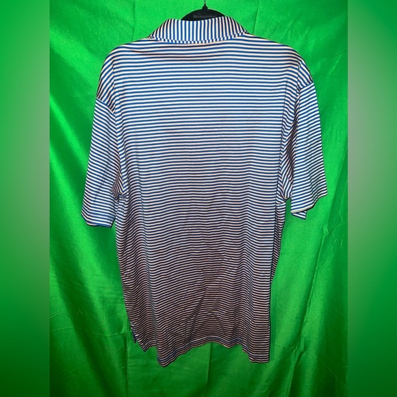 Peter Millar Orange & Blue Striped Polo Shirt size Large 100% Cotton - Picture 4 of 7